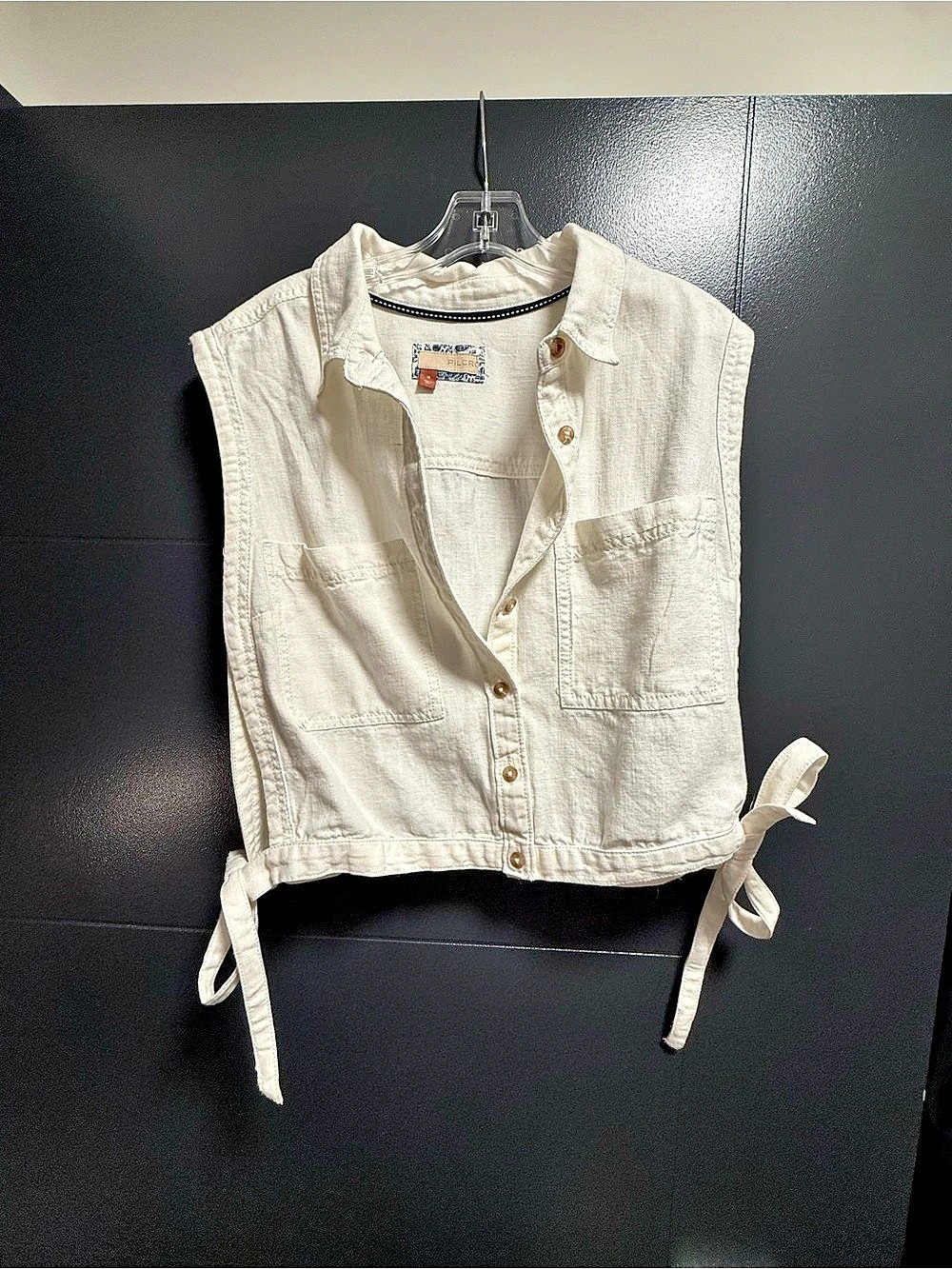 Linen-Cotton Button Front Vest Size Small